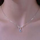 Moonstone Waterdrop Necklace 1 Pc - Silver - One Size