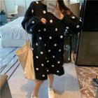 Long-sleeve Dotted Knit Dress