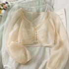 Puff-sleeve Crop Light Top