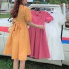 V-neck Lace-up Short-sleeve Dress