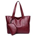 Set: Faux Leather Tote Bag + Coin Purse