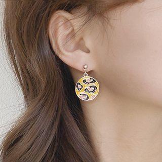 Leopard Print Glaze Alloy Dangle Earring