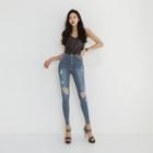 [the Denim] Distressed Skinny Jeans