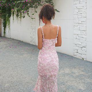 Floral Ruffle Pleated Dress