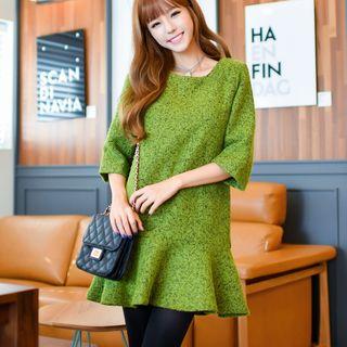 Ruffle Hem 3/4 Sleeve Dress