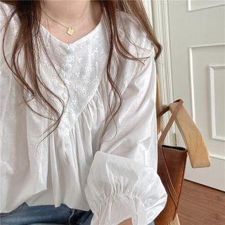 Bell-sleeve Panel Blouse
