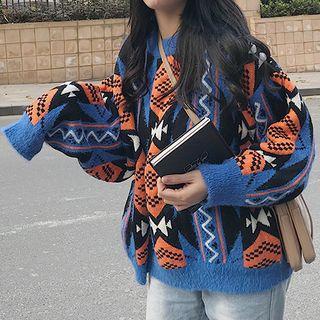 Pattern Knit Sweater As Shown In Figure - One Size