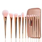 Set Of 12: Makeup Brush With Case Gold - One Size