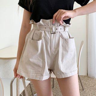 Paperbag-waist Pocket-detail Shorts