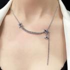 Star Rhinestone Alloy Necklace 1pc - Silver & Blue - One Size