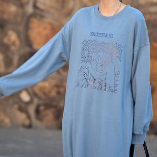 Lettering Graphic Print Midi Dress
