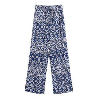 High-waist Patterned Wide-leg Pants
