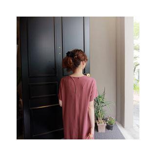 Short-sleeve Midi Shift Dress