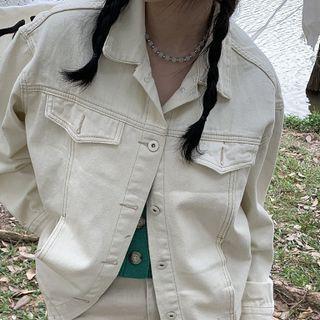 Washed Denim Button-up Oversize Jacket Off-white - One Size