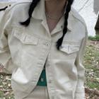 Washed Denim Button-up Oversize Jacket Off-white - One Size