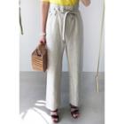 High-waist Linen Wide-leg Pants With Belt