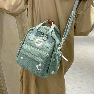 Logo Embroidered Corduroy Crossbody Bag