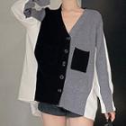 Paneled Cardigan As Shown In Figure - One Size