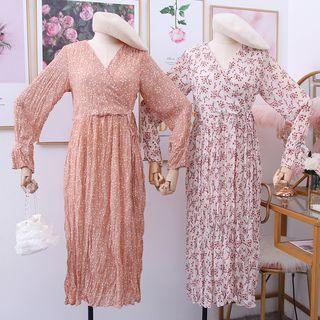 Ruched Floral Chiffon Dress