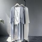 Plain 3/4 Sleeve Long Light Jacket