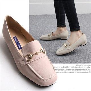 Square-toe Metal-embellished Loafers