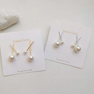 Alloy Cross Faux Pearl Earring