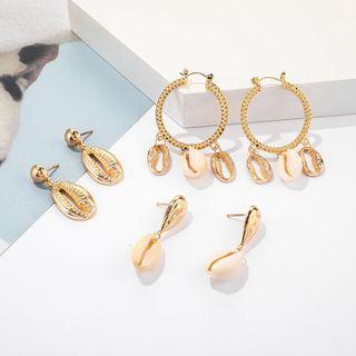 3-pair Set: Alloy Shell Dangle Earring (assorted Designs) 8078 - One Size