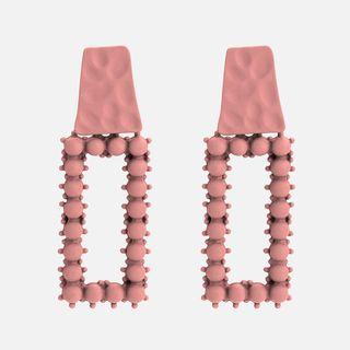 Rubber Bead Rectangle Dangle Earring