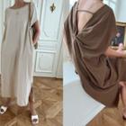 Batwing-sleeve Knotted Cutout-back Long Dress
