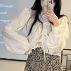 Long-sleeve Mesh Top / Bow Detail Blouse