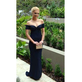 Off-shoulder Dip-back Evening Gown