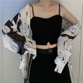 Camisole / Mini A-line Skirt / Printed Light Jacket