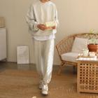 Set: Crew-neck Pullover + Cropped Harem Pants