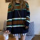 Striped Sweater / Striped Mini A-line Skirt