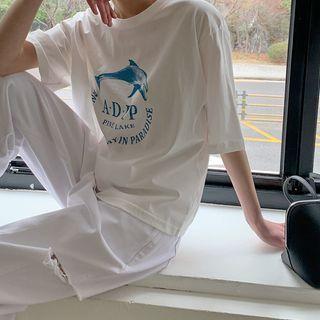 Dolphin Print Boxy T-shirt