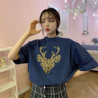 Short-sleeve Deer Print T-shirt / Camisole