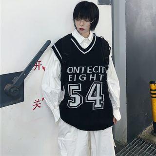 Lettering Knit Vest / Shirt