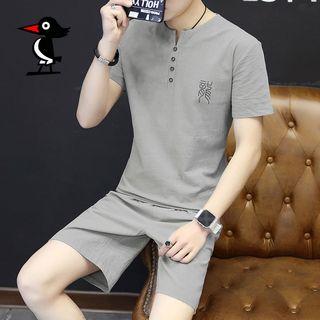 Set: Short-sleeve Chinese Character T-shirt + Shorts