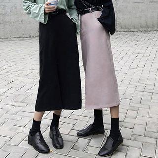 Slit-hem Plain Skirt