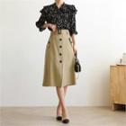 Tall Size Button-front Skirt With Belt