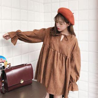 V-neck Long-sleeve Mini Dress