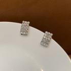 Rectangle Rhinestone Earring 1 Pr - Silver - One Size