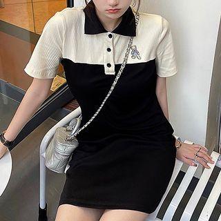 Short-sleeve Two-tone Polo Dress