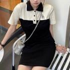 Short-sleeve Two-tone Polo Dress