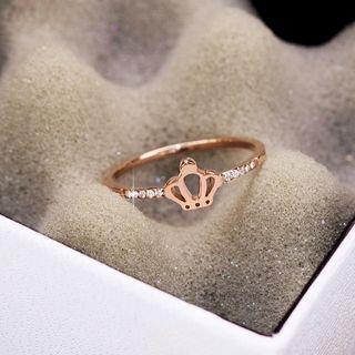 Crown Rhinestone Stainless Steel Ring