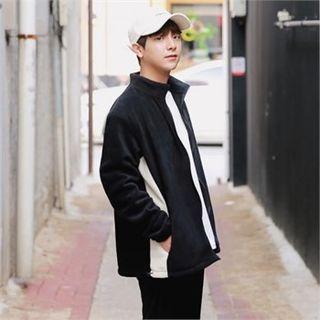 Contrast-panel High-neck Fleece Jacket