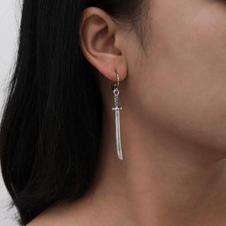 Non-matching Sword Dangle Earring 1209 - 1 Pair - Silver - One Size