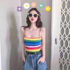 Rainbow Stripe Camisole Top Yellow & Blue & Green - One Size