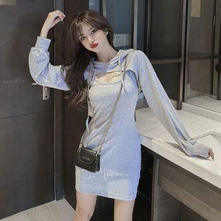 Set: Cropped Hoodie + Mini Sheath Tank Dress