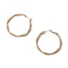 Twisted Hoop Earring 1 Pair - Silver Needle Earrings - Coffee - One Size